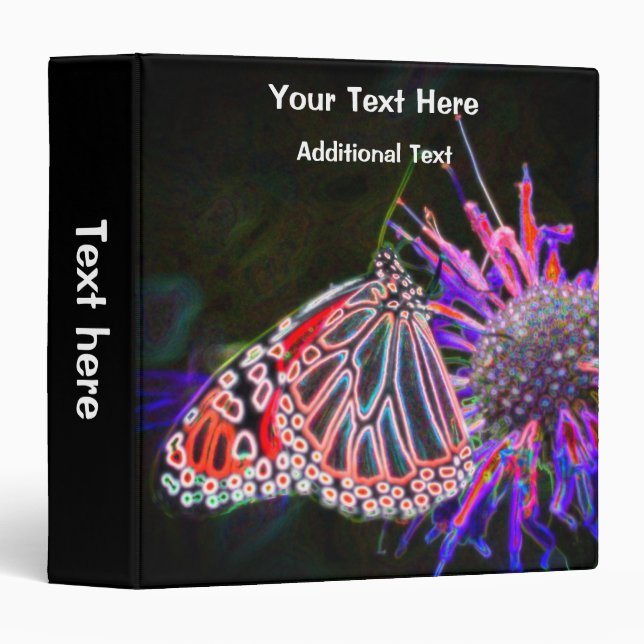 Abstract Butterfly On Flower Personalized 3 Ring Binder (Front/Spine)