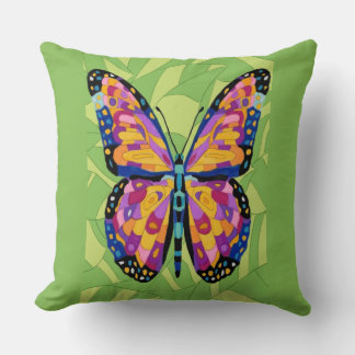 Abstract butterfly painting throw pillow