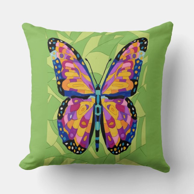 Abstract butterfly painting  throw pillow (Front)