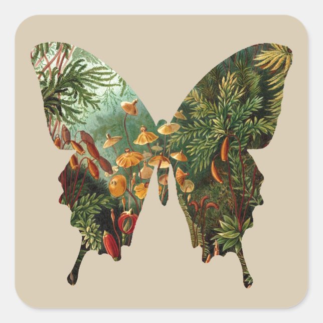 Abstract Butterfly Square Sticker (Front)