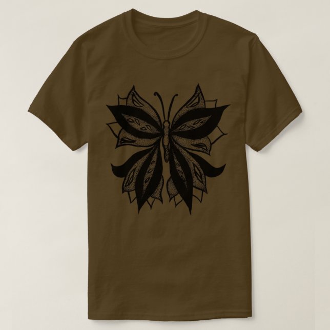 Abstract Butterfly Stipple Shaded Ink Drawing  T-Shirt (Design Front)