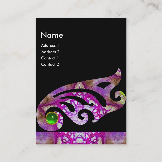 ABSTRACT BUTTERFLY WING ,PINK PURPLE STAR MONOGRAM BUSINESS CARD (Front)