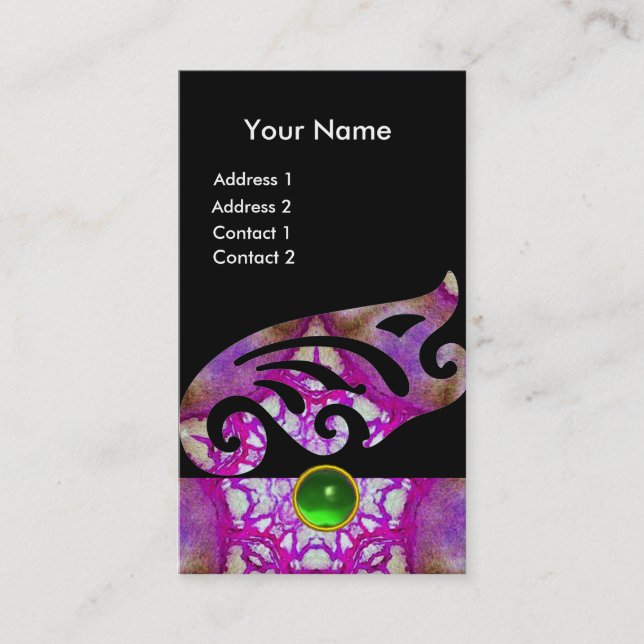 ABSTRACT BUTTERFLY WING ,PINK PURPLE STAR MONOGRAM BUSINESS CARD (Front)