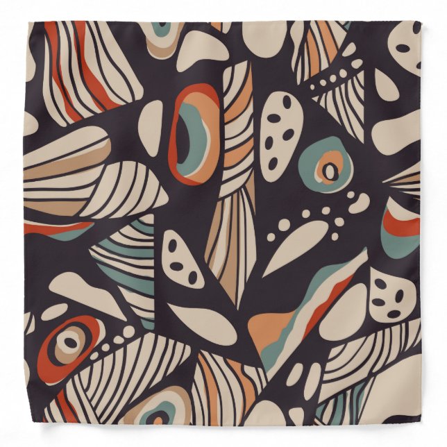 Abstract butterfly wings inspired boho pattern  bandana (Front)