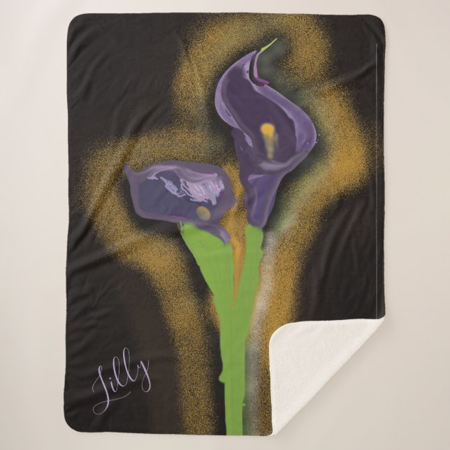 Abstract Calla Lily Stipple-Art  Sherpa Blanket (Front)