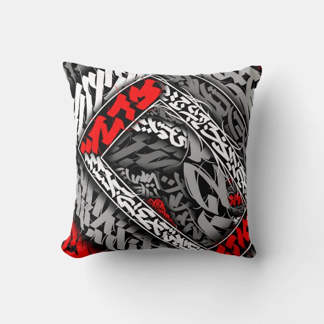 abstract calligraffiti throw pillow (Front)