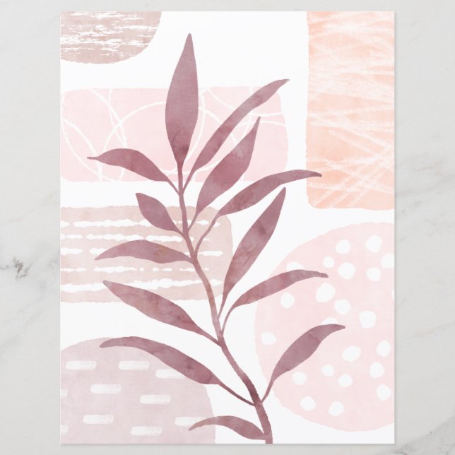 Abstract Calming Watercolor Shapes Scrapbook Paper (Front)