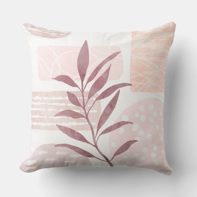 Abstract Calming Watercolor Shapes Throw Pillow (Front)