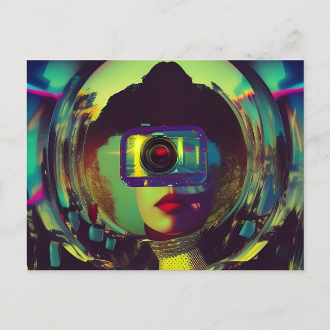 Abstract Camera Woman Sci-fi Postcard (Front)