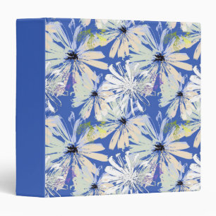 Abstract camomiles on a blue background.  3 ring binder