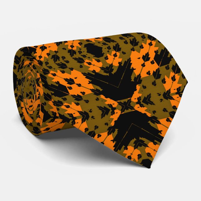 Abstract Camouflage Khaki Fractal Military Pattern Neck Tie (Rolled)
