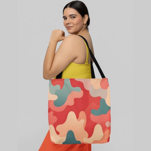 Abstract camouflage pattern with irregular shapes  tote bag