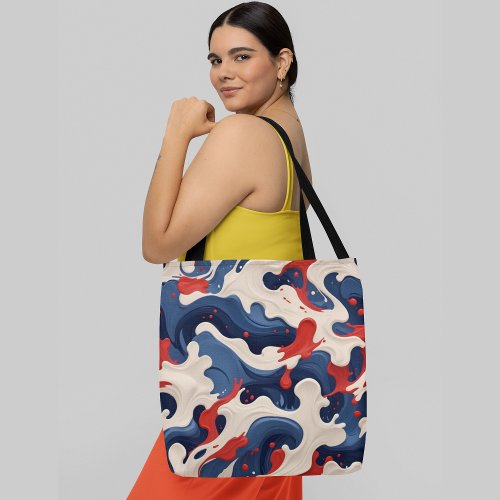 Abstract camouflage pattern with wavy shapes  tote bag