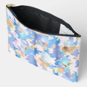 Abstract Camouflage Style Blue Pink Gold Design Accessory Pouch