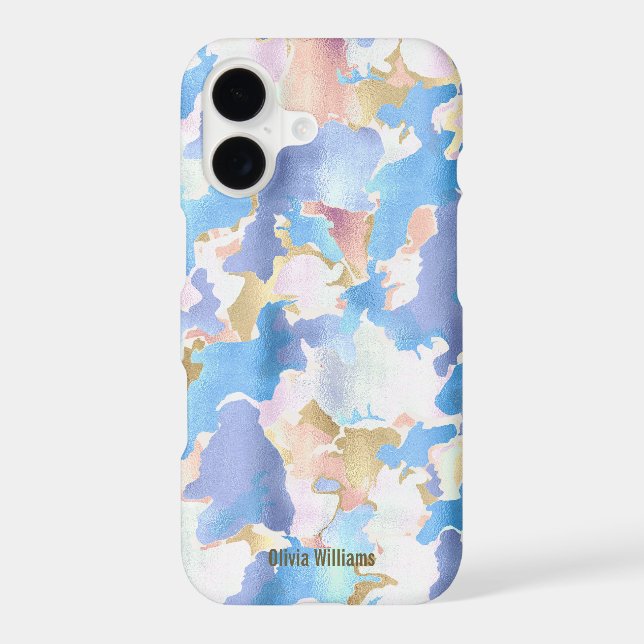 Abstract Camouflage Style Blue Pink Gold Design Case-Mate iPhone Case (Back)