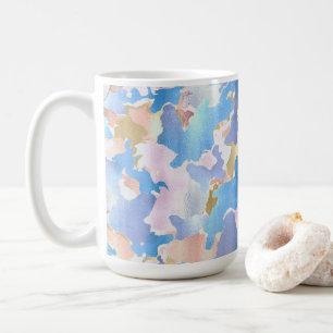 Abstract Camouflage Style Blue Pink Gold Design Coffee Mug