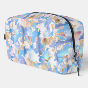 Abstract Camouflage Style Blue Pink Gold Design Dopp Kit