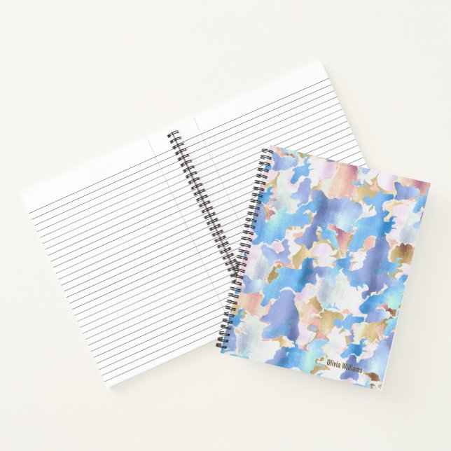 Abstract Camouflage Style Blue Pink Gold Design Notebook (Inside)