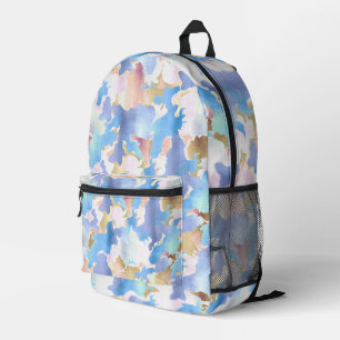 Abstract Camouflage Style Blue Pink Gold Design Printed Backpack