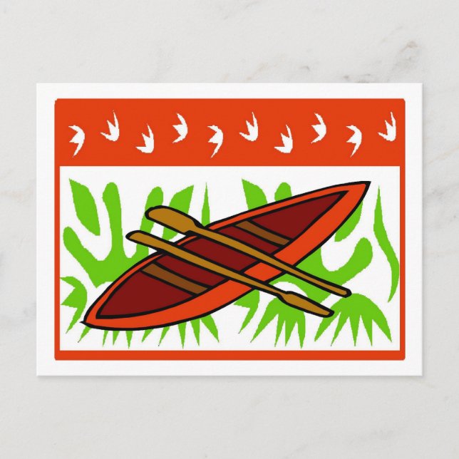 Abstract Canoe Christmas Holiday Postcard (Front)