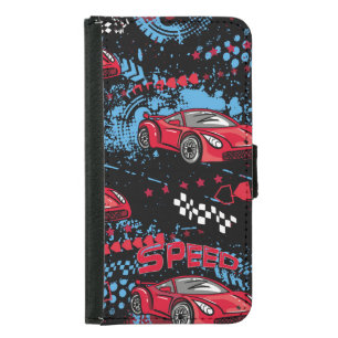Abstract cars, grunge childish pattern. samsung galaxy s5 wallet case