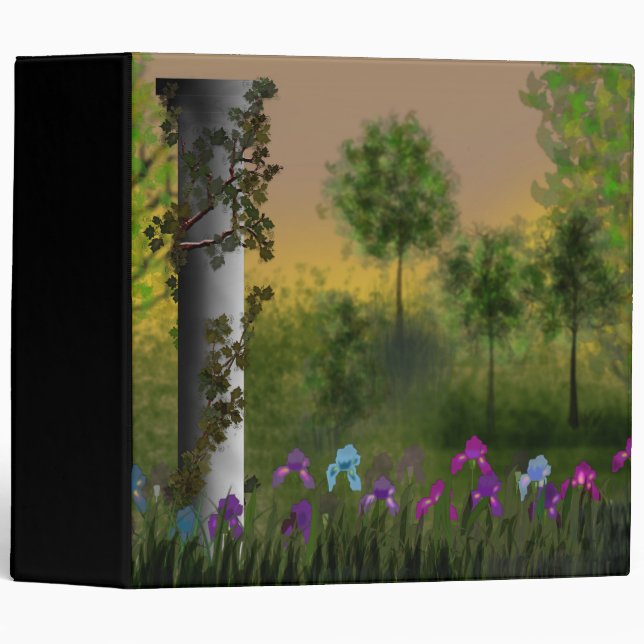 Abstract cartoon digital landskae forest trees flo 3 ring binder (Front/Spine)