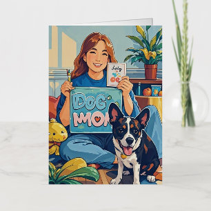 Abstract Cartoon dog mom puppy Foil Greeting Card