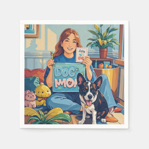 Abstract Cartoon dog mom puppy Napkins