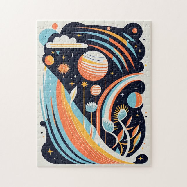 Abstract cartoon space planet. Modern cosmos Jigsaw Puzzle (Vertical)