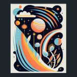 Abstract cartoon space planet. Modern cosmos Poster<br><div class="desc">Abstract cartoon space and astronomy poster.</div>