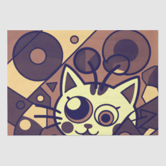 Abstract Cat Art Brown Beige Tissue Paper