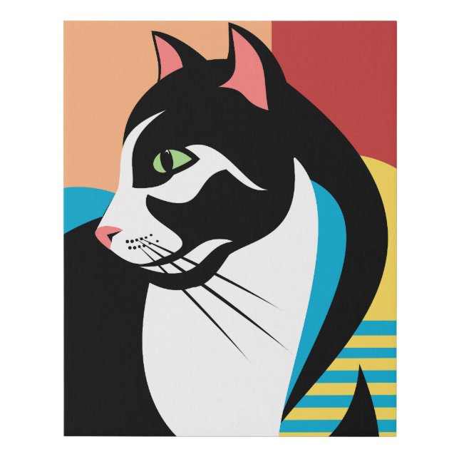 Abstract Cat Art Faux Canvas Print (Front)