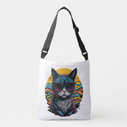 Abstract Cat Art Print Cross Body Bag