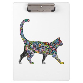 Abstract Cat Clipboard by CaptainScratch at Zazzle