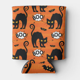 Abstract cat, cloud, Halloween pattern Can Cooler