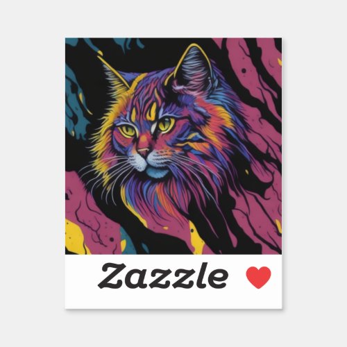 Abstract Cat Design Custom_Cut Vinyl Sticker