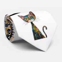 Abstract Cat Design Necktie