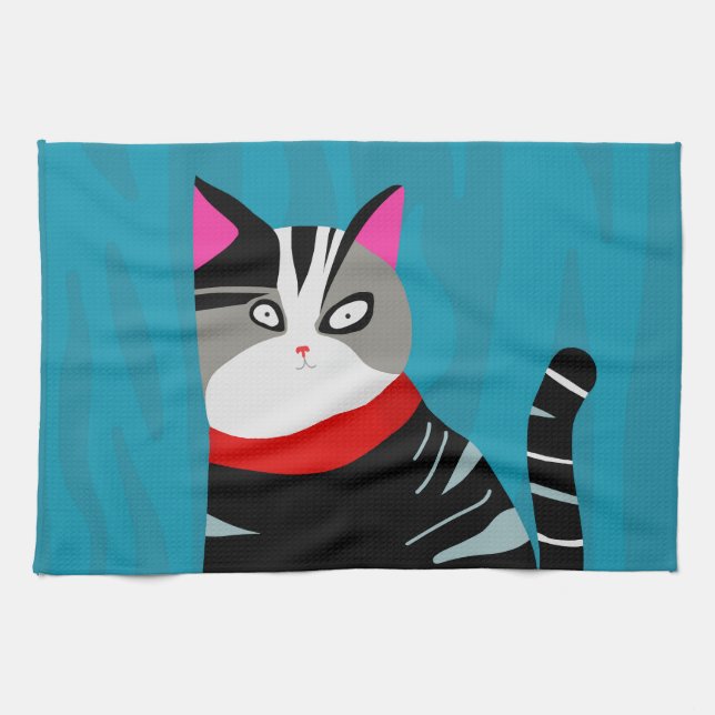 Abstract Cat Kitchen Towel (Horizontal)