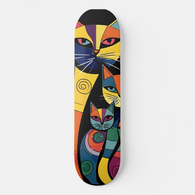 Abstract Cat Kitten  Skateboard (Front)