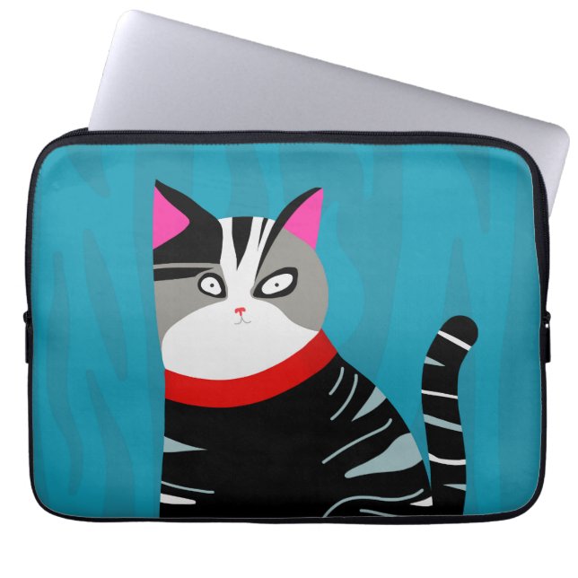 Abstract Cat Laptop Sleeve (Front)