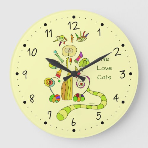 Abstract cat large clock