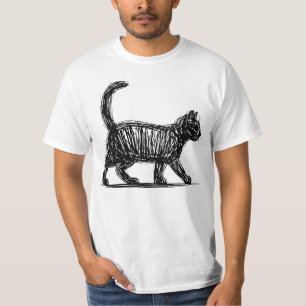 Abstract Cat Line Art Minimalist Scribble Cat Mod T-Shirt