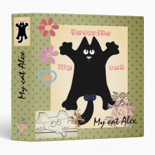 Abstract cat mouse toy cute fun cartoon polka dot 3 ring binder