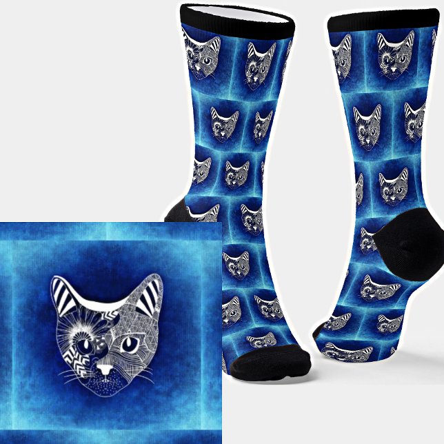 Abstract Cat on Blue Socks (Creator Uploaded)