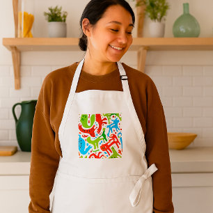 Abstract Cat Pattern Whimsical Modern Pet Art  Adult Apron