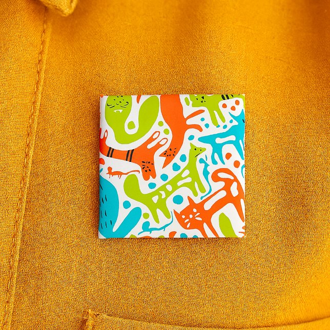Abstract Cat Pattern Whimsical Modern Pet Art  Button (Creator Uploaded)