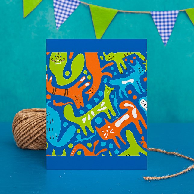Abstract Cat Pattern Whimsical Modern Pet Art  Invitation (Creator Uploaded)