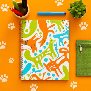 Abstract Cat Pattern Whimsical Modern Pet Art Planner