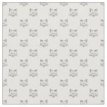 Abstract Cat Portrait Sketch Black White Design Fabric