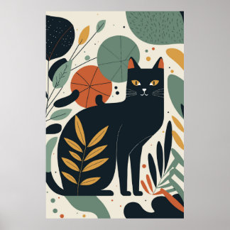 Abstract Cat Print Poster Home Decor